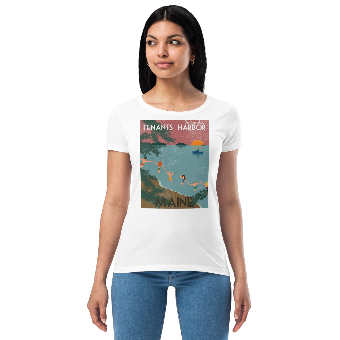 T Harbor Vintage Postcard Women’s fitted t-shirt