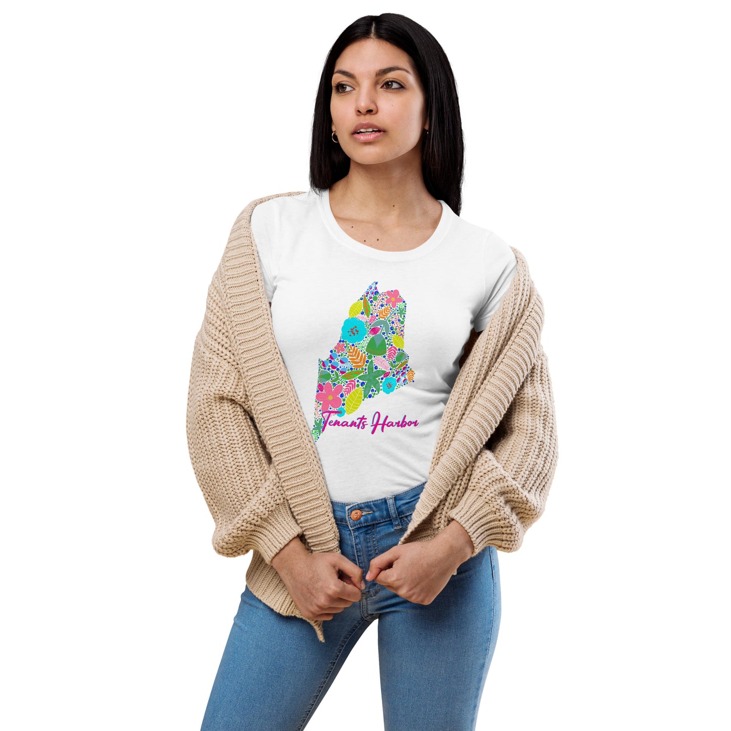 Tenants Harbor Neon Floral Women’s fitted t-shirt