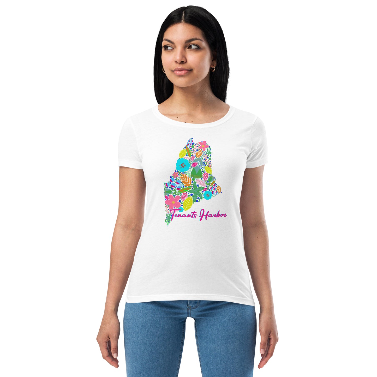 Tenants Harbor Neon Floral Women’s fitted t-shirt