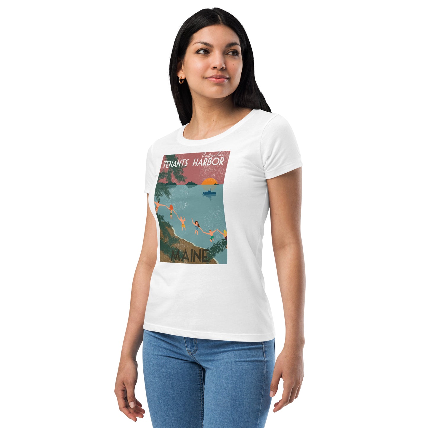 T Harbor Vintage Postcard Women’s fitted t-shirt