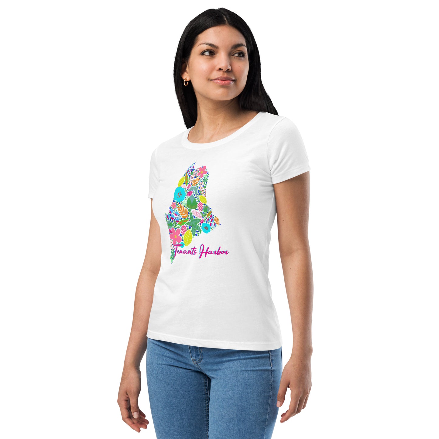 Tenants Harbor Neon Floral Women’s fitted t-shirt