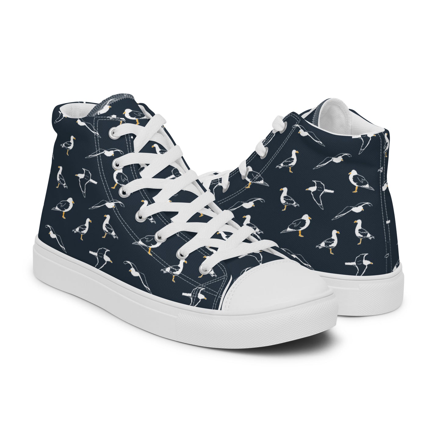 Navy seagull Women’s high top canvas shoes