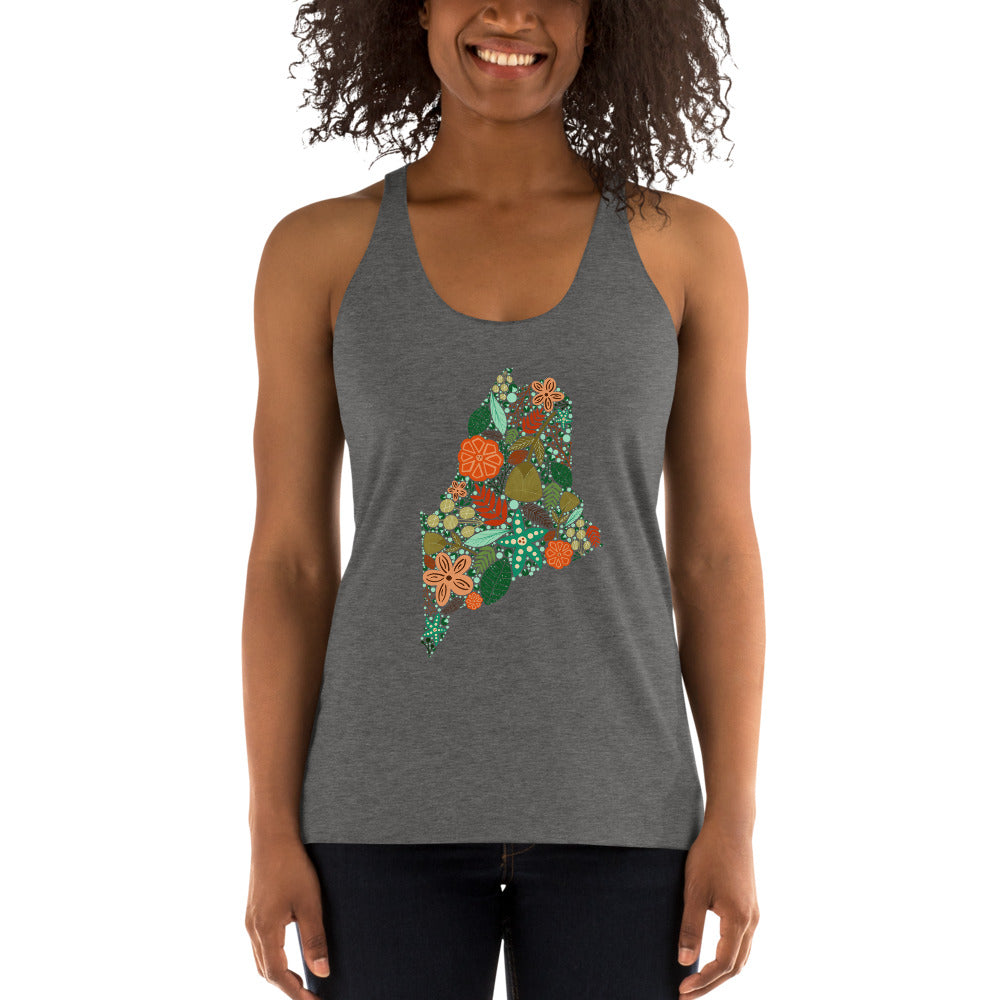 Maine Floral Women's Racerback Tank